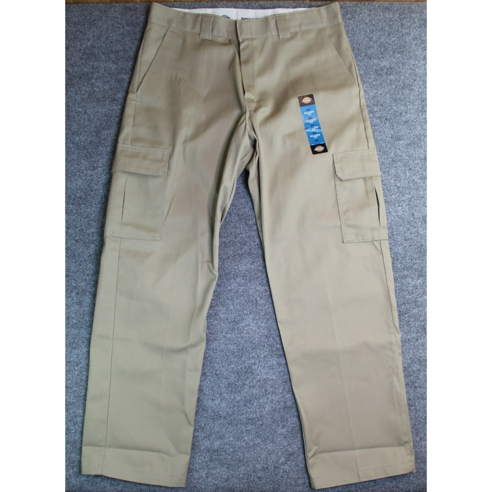 NWT DICKIES Relaxed Fit Mens Work Pants Cargo Beige 38x34 Durable Tough NEW